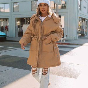 COPY - CAYO POCKETED HOODED PARKA JACKET - SOFT CAMEL